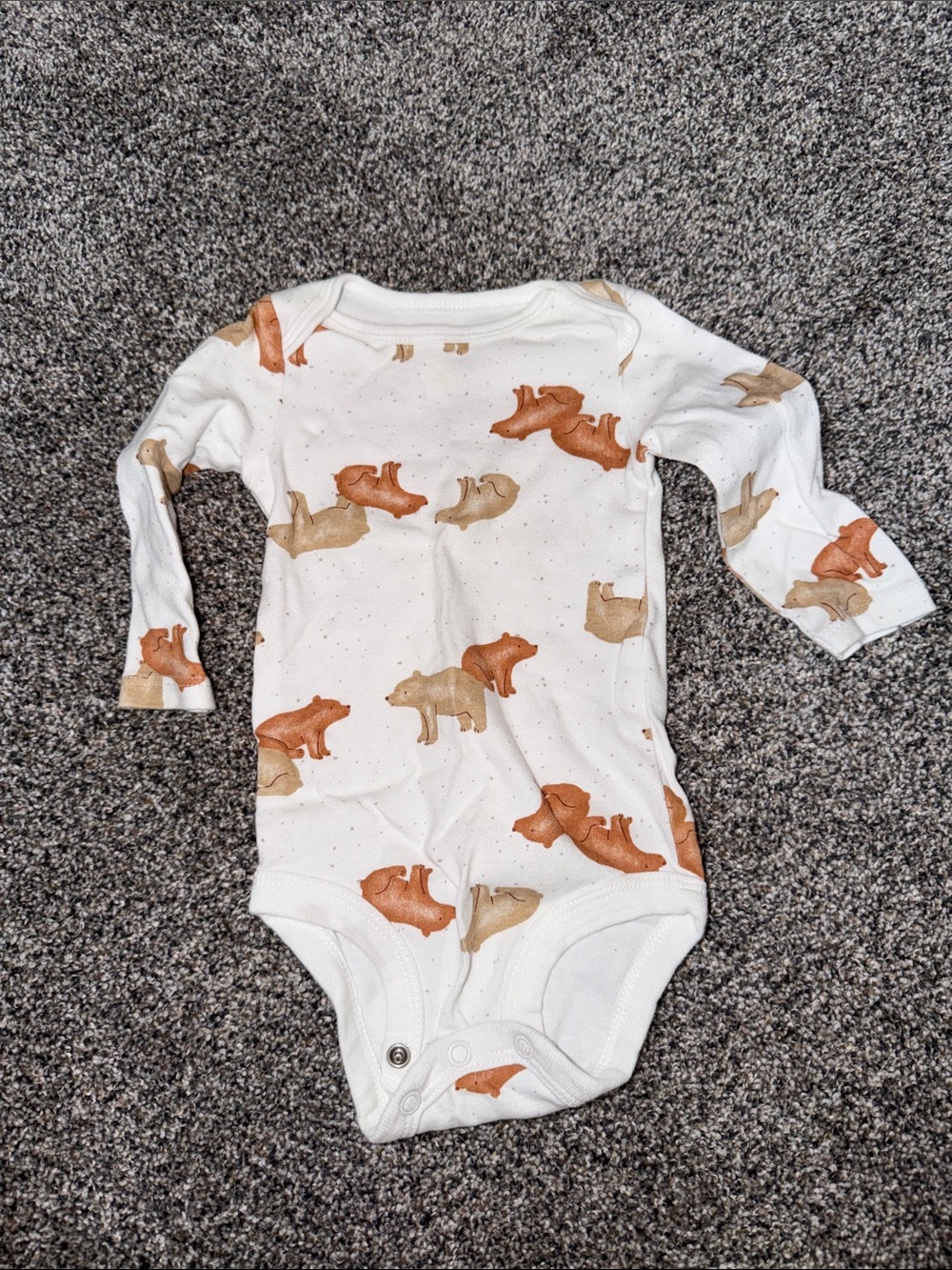 child of mine Cream One-Piece with Brown and Tan Bear Print